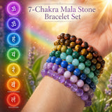 Conjunto de chakra com pulseira Mala Bead de 7 peças (uma pulseira para cada chakra)