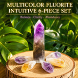 Ensemble intuitif de 6 pièces en fluorite multicolore