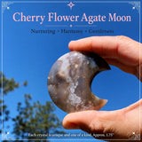 Cherry Flower Blossom Agate Crescent Moonstone