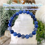 Βραχιόλι Mala Blue Aventurine με βελούδινο πουγκί