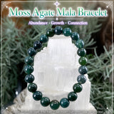 Bracelet Mala Moss Agate avec pochette en velours
