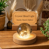 Crystal Mood Light (esfera de quartzo esfumaçado-médio)