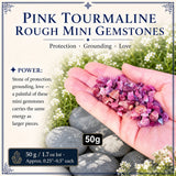 Pink Tourmaline Rough Mini Gemstones (50 Gram / 1.7oz Lot)