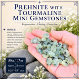 Prehnite med turmalin mini ædelsten (50 gram / 1,7 oz. parti)