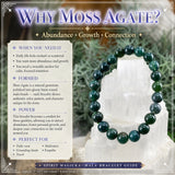 Bracelet Mala Moss Agate avec pochette en velours