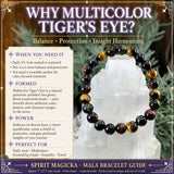 Bracelet Mala Oeil De Tigre Multicolore Avec Pochette En Velours