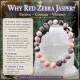 Βραχιόλι Mala Red Zebra Jasper με βελούδινο πουγκί