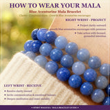 Βραχιόλι Mala Blue Aventurine με βελούδινο πουγκί