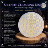 Disco di pulizia per l'allineamento del chakra del fiore della vita di selenite