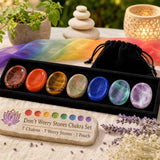 Don't Worry Stones Chakra-Set + Samtbeutel