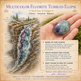 Elipse caída de fluorita multicolorida