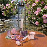 Rose Quartz Crystal Water Bottle Self-Love Gift Set