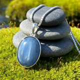 Blue Kyanite & Silver Energy Clearing Necklace