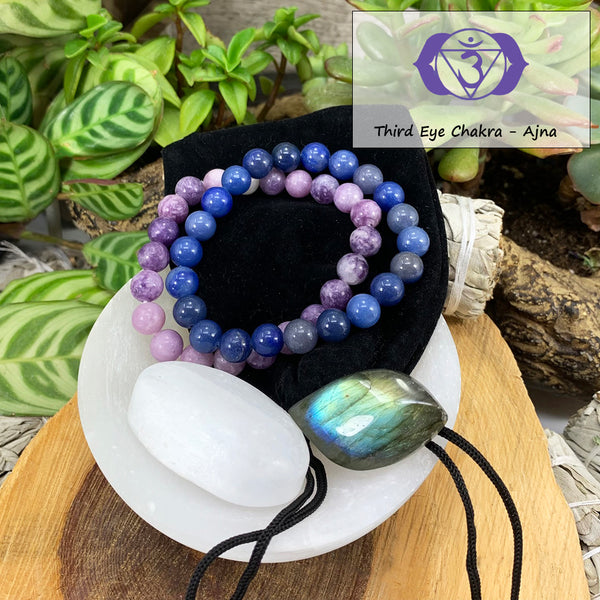 Conjunto de pulsera Mala del chakra del tercer ojo🌈