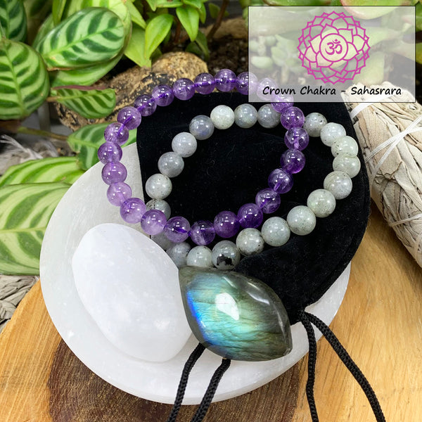 Kronenchakra-Mala-Armband-Set🌈