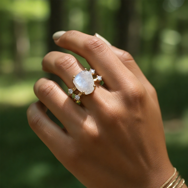 Z ARRON DESIGN Serenity Moonstone koperdraad hanger ketting