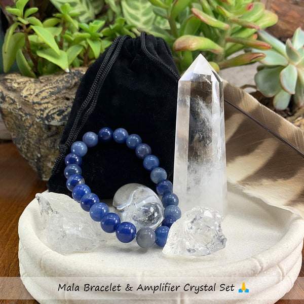 Ensemble bracelet Mala et cristal amplificateur 🙏