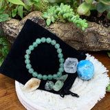 Ensemble pochette de prospérité avec bracelet Mala en aventurine