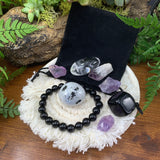 Obsidiaan Mala armband beschermer zakje set