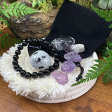 Obsidiaan Mala armband beschermer zakje set