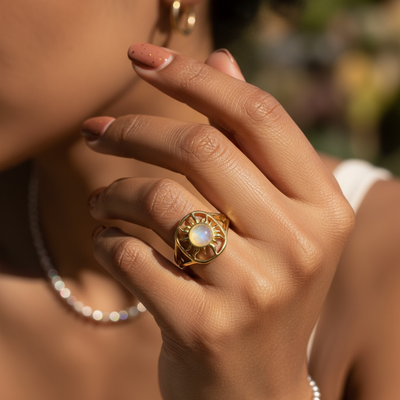 Z ARRON DESIGN Serenity Moonstone koperdraad hanger ketting