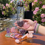 Rose Quartz Crystal Water Bottle Self-Love Gift Set