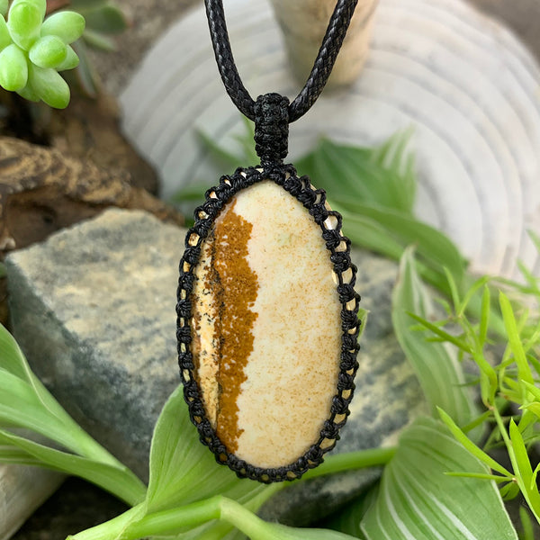 Picture Jasper Macramé Pendant Necklace