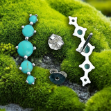 Blue Howlite & Silver Cuff Earrings