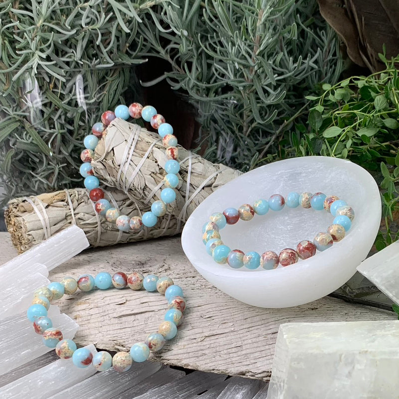 Mala Azure Variscite armbånd med fløjlspose