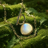 Moonstone & Gold Lunar Lock Necklace
