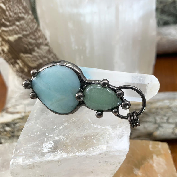 Green Chalcedony + Aventurine Soldered Pendant