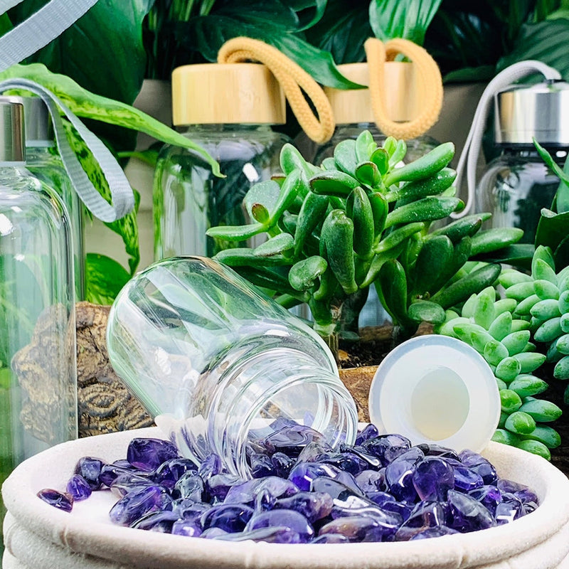 WWW - PRICING - ASK JULY WHAT ONES THEY HAVE? Amethyst Mini Gemstones Pod Crystal Water Bottle - water