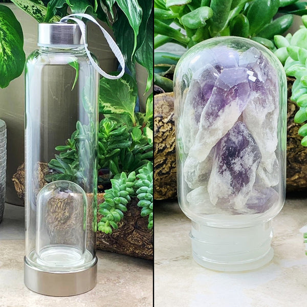 WWW - PRICING - Amethyst Shards Pod Crystal Water Bottle - water
