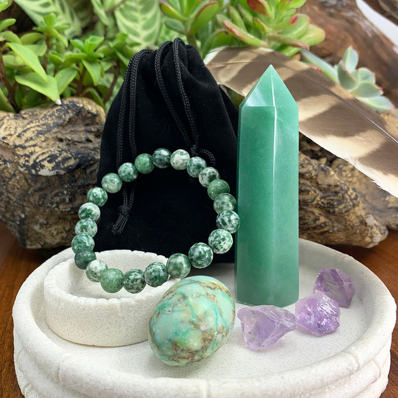 Conjunto de pulsera Mala y cristal de prosperidad 🙏