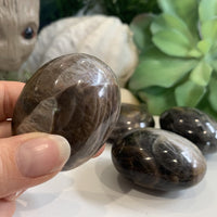 Black Moonstone Palmstone - palmstone