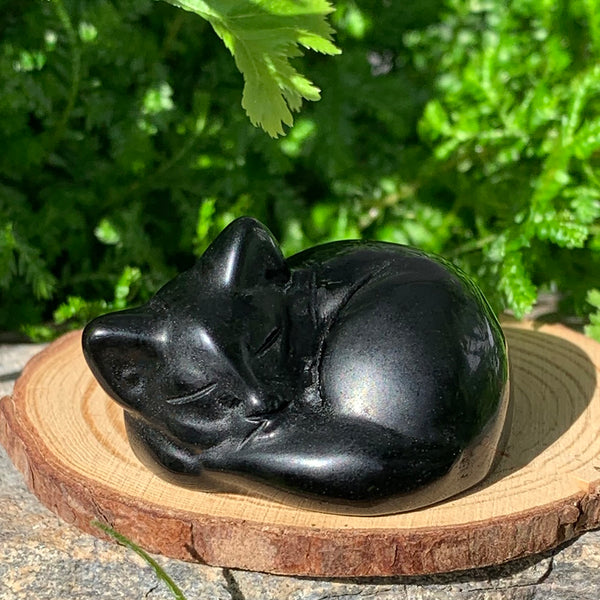 Spirit of Stillness – Black Agate Cat Totem Set