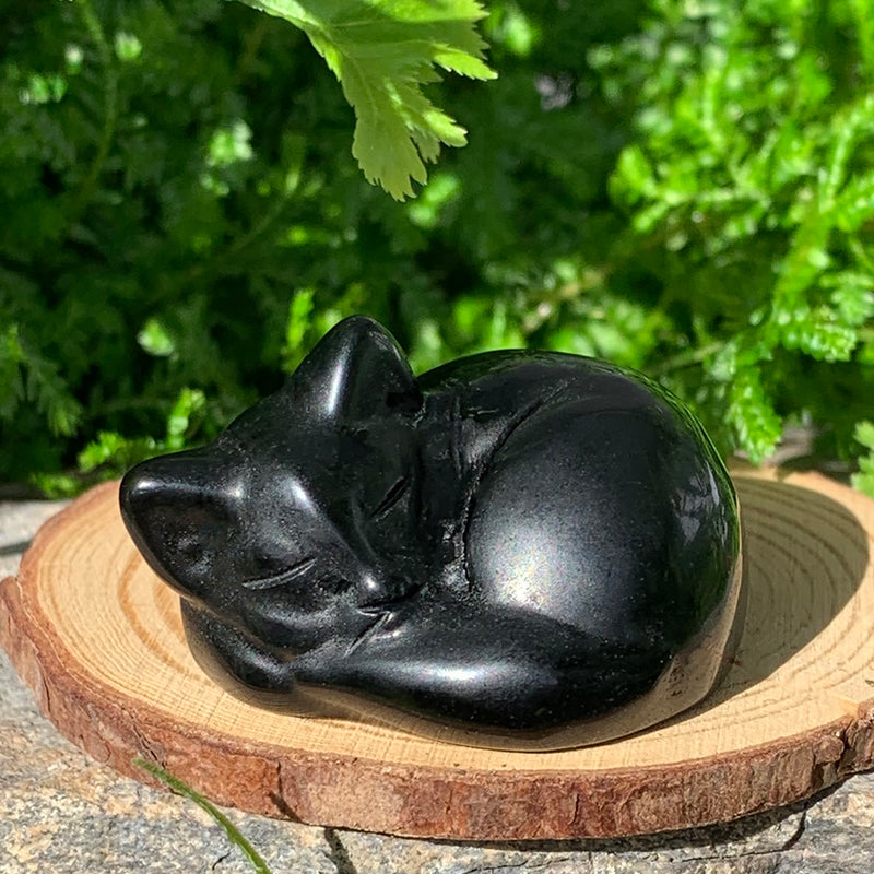 Spirit of Stillness – Black Agate Cat Totem Set