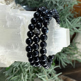 Bracelet Mala Agate Noire Avec Pochette En Velours