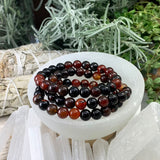 Pulsera Mala De Ágata Raya Negra Con Bolsa De Terciopelo