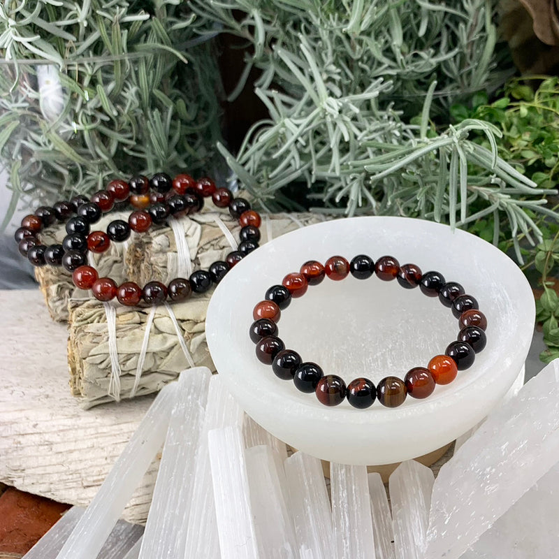 Pulsera Mala De Ágata Raya Negra Con Bolsa De Terciopelo