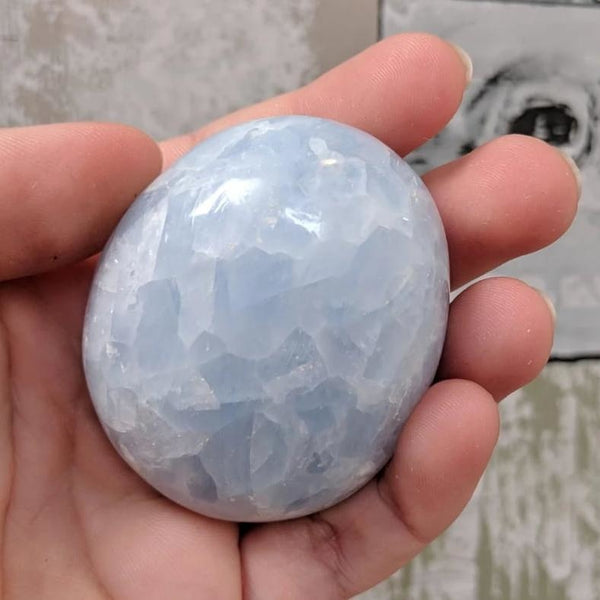 Blue Calcite Palmstone - palmstone
