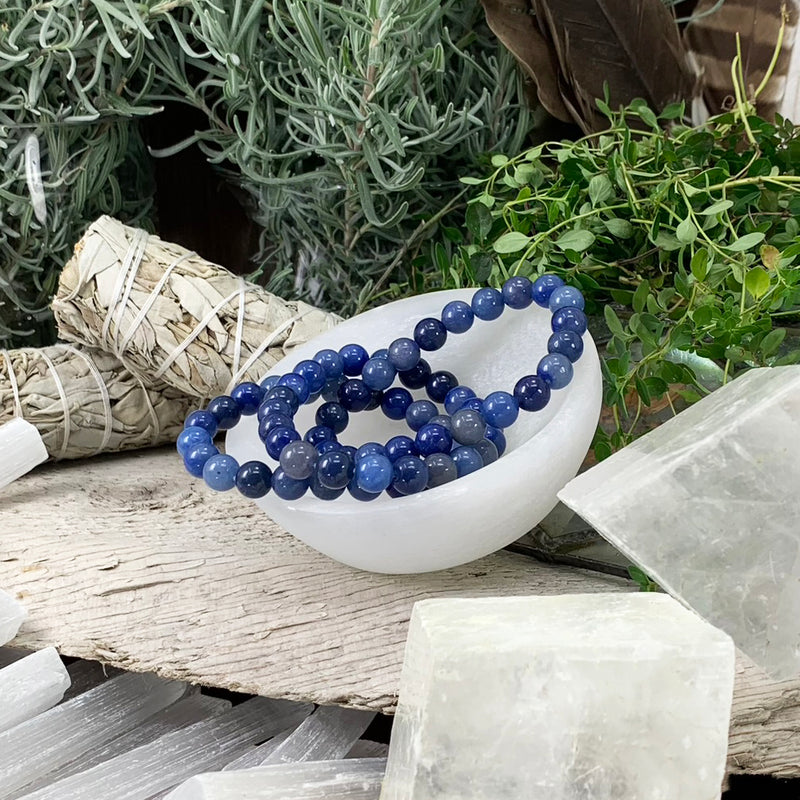 Mala Blue Aventurine Bracelet With Velvet Pouch