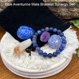 Blauwe Aventurijn Mala Armband Synergy Pouch Set