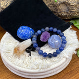 Conjunto de bolsa de sinergia de pulsera mala de aventurina azul