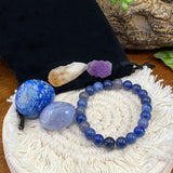 Conjunto de bolsa de sinergia de pulsera mala de aventurina azul
