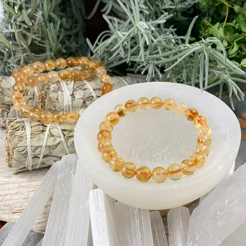 Pulsera Mala De Citrino Brasileño Con Estuche De Terciopelo