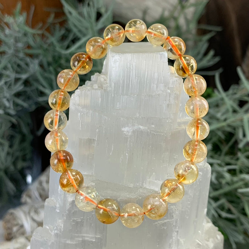 Bracelet Mala Citrine Brésilienne Avec Pochette En Velours