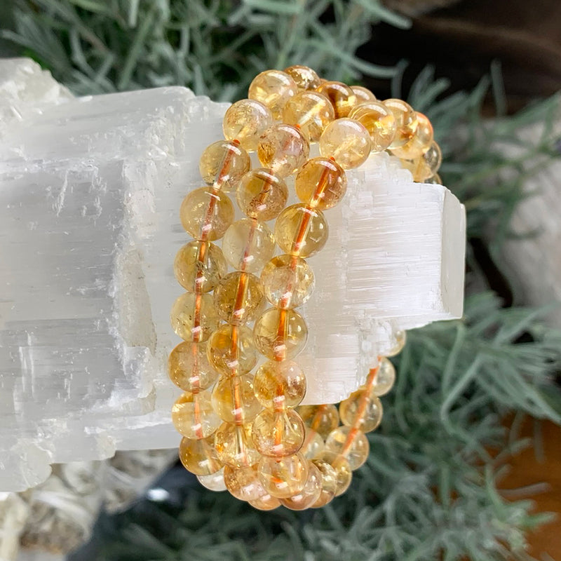 Pulsera Mala De Citrino Brasileño Con Estuche De Terciopelo
