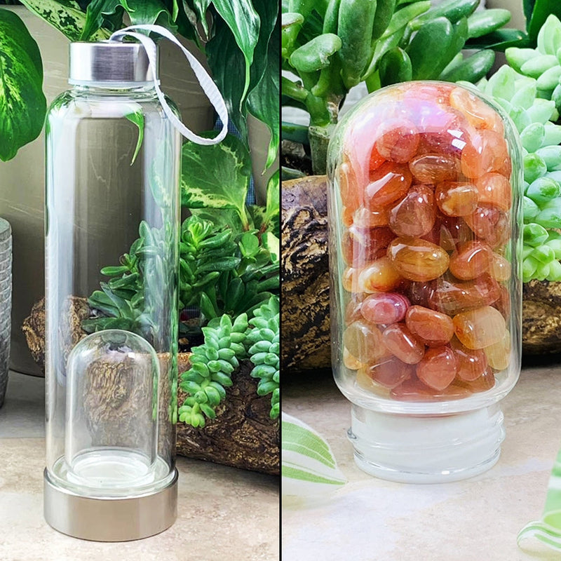 WWW - PRICING -Carnelian Gem Pod Crystal Water Bottle - water