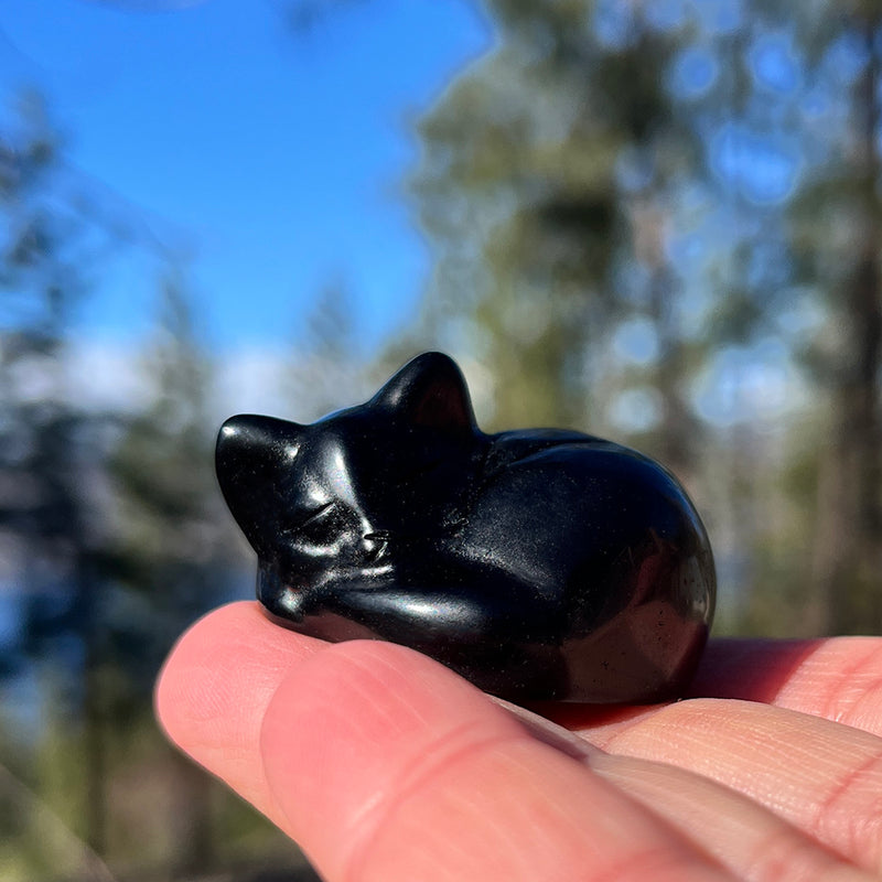 Spirit of Stillness – Black Agate Cat Totem Set